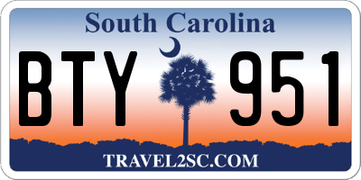 SC license plate BTY951