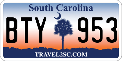 SC license plate BTY953