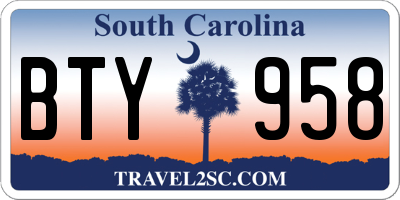 SC license plate BTY958