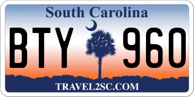 SC license plate BTY960