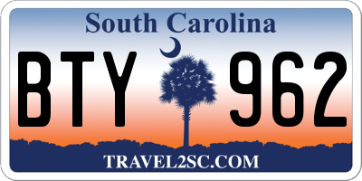 SC license plate BTY962