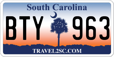 SC license plate BTY963