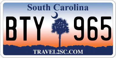 SC license plate BTY965