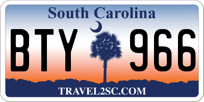 SC license plate BTY966