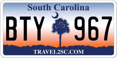 SC license plate BTY967
