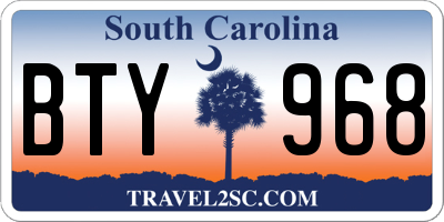 SC license plate BTY968