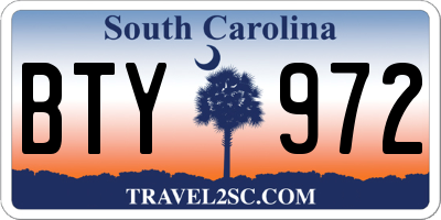 SC license plate BTY972