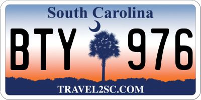 SC license plate BTY976