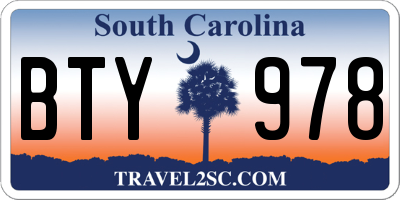 SC license plate BTY978