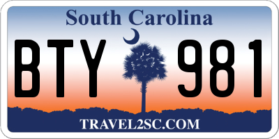 SC license plate BTY981
