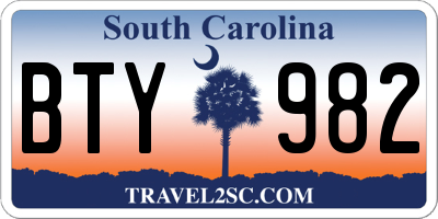 SC license plate BTY982