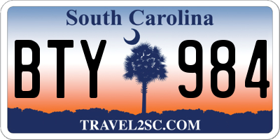 SC license plate BTY984
