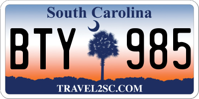 SC license plate BTY985