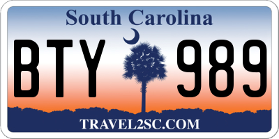 SC license plate BTY989