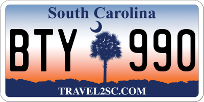 SC license plate BTY990