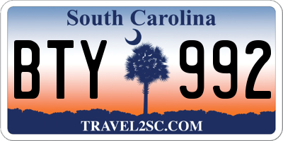 SC license plate BTY992