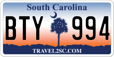 SC license plate BTY994