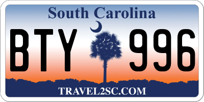 SC license plate BTY996