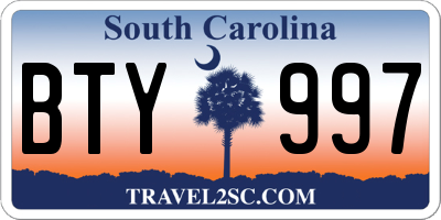 SC license plate BTY997