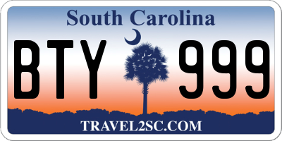 SC license plate BTY999