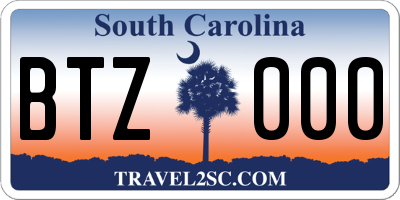 SC license plate BTZ000