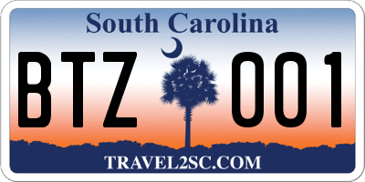 SC license plate BTZ001