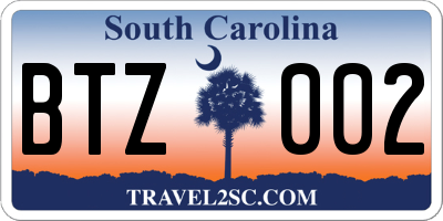 SC license plate BTZ002