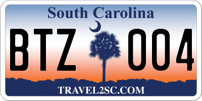 SC license plate BTZ004