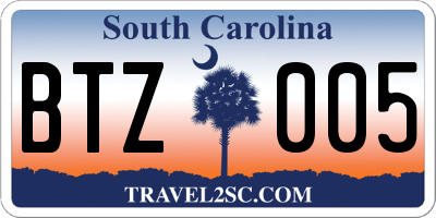 SC license plate BTZ005