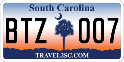 SC license plate BTZ007