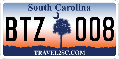 SC license plate BTZ008