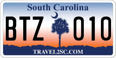 SC license plate BTZ010
