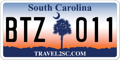 SC license plate BTZ011