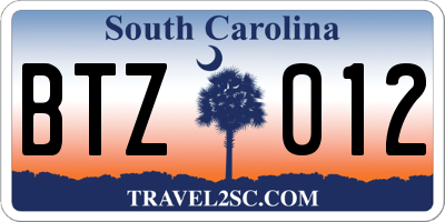 SC license plate BTZ012