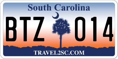 SC license plate BTZ014