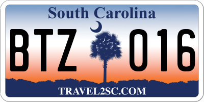 SC license plate BTZ016