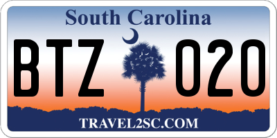 SC license plate BTZ020