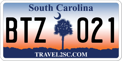 SC license plate BTZ021