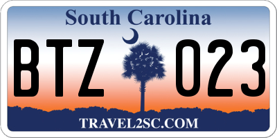 SC license plate BTZ023