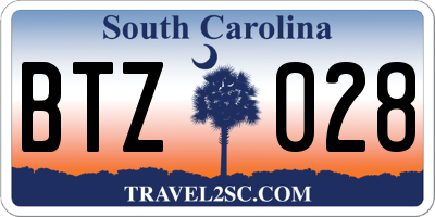 SC license plate BTZ028