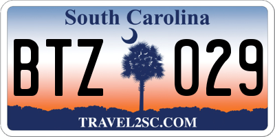 SC license plate BTZ029