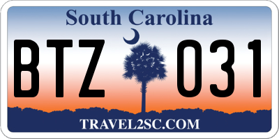SC license plate BTZ031