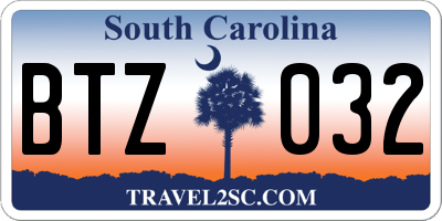SC license plate BTZ032