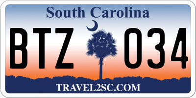 SC license plate BTZ034
