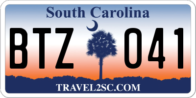 SC license plate BTZ041