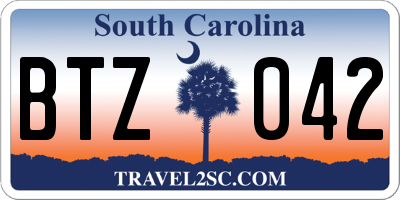 SC license plate BTZ042