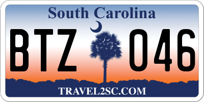 SC license plate BTZ046