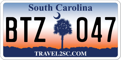 SC license plate BTZ047