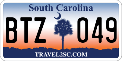 SC license plate BTZ049