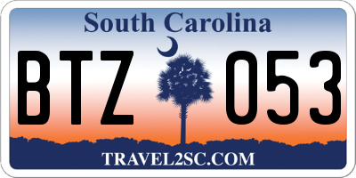 SC license plate BTZ053